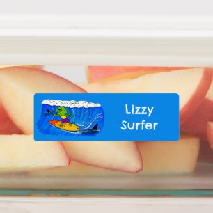 Funny Frill Halslizard Surfen personalisiert Etiketten