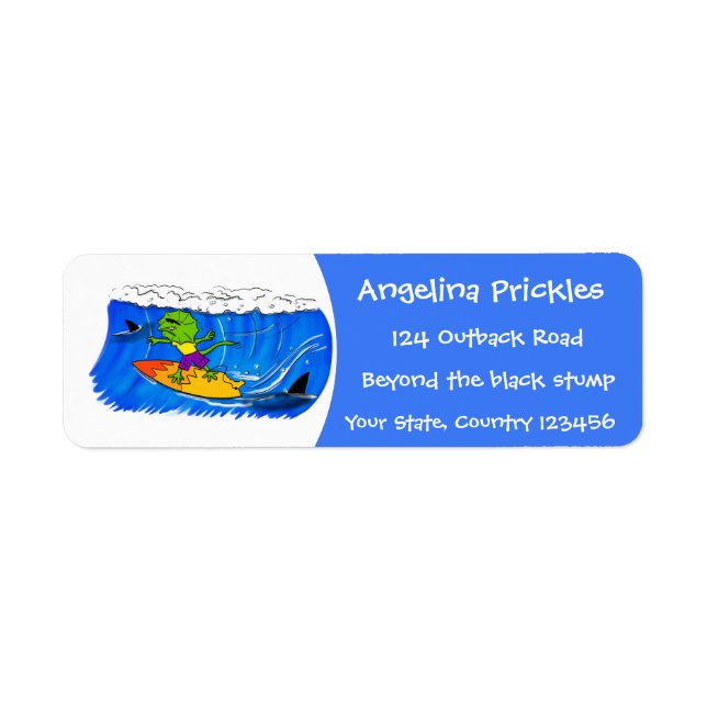 Funny frilled Halslizard Surfing Cartoon (Vorne)