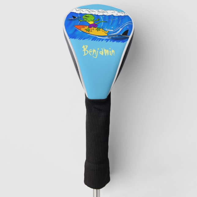 Funny frilled Halslizard Surfing Cartoon Golf Headcover (Vorderseite)