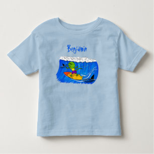 Funny frilled Halslizard Surfing Cartoon Kleinkind T-shirt
