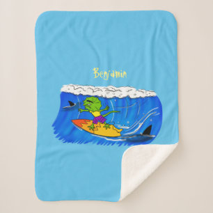 Funny frilled Halslizard Surfing Cartoon Sherpadecke