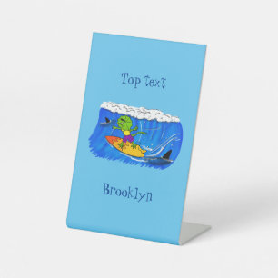 Funny frilled Halslizard Surfing Cartoon Sockelschild