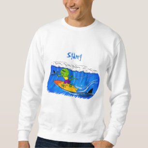 Funny frilled Halslizard Surfing Cartoon Sweatshirt