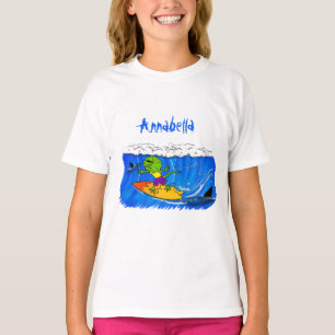Funny frilled Halslizard Surfing Cartoon T-Shirt