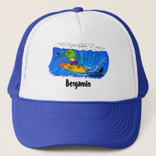 Funny frilled Halslizard Surfing Cartoon Truckerkappe