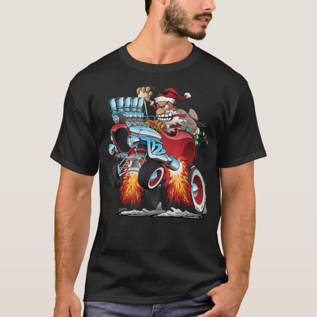 Funny Frisierte Auto Weihnachten Weihnachtsfeierta T-Shirt (Vorderseite)