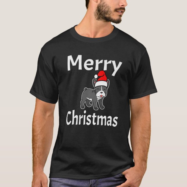 Funny FroChristmas French Bulldog Dog Lover Ani T-Shirt (Vorderseite)