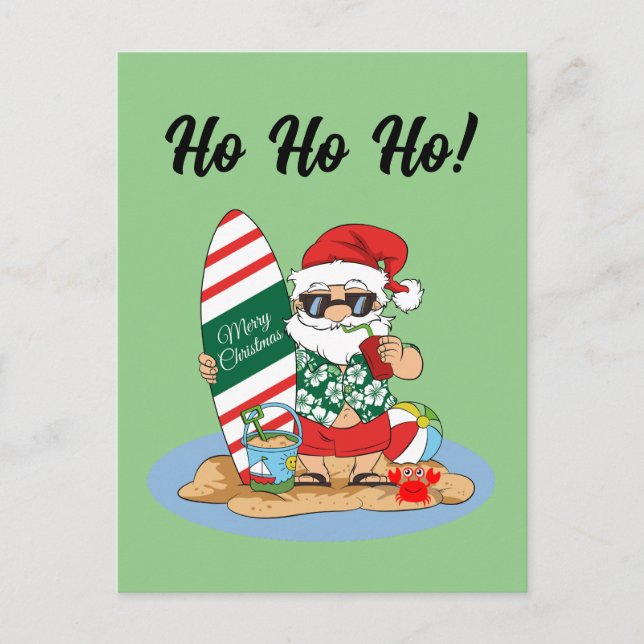 Funny FroChristmas Weihnachten auf Summer Surf Bea Postkarte (Vorderseite)
