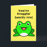Funny Frog 21. Geburtstag Karte<br><div class="desc">Der Funny Frog 21. Geburtstagskarte für sie oder ihn mit einem "You're froggin' vorne mit einem lustigen grünen Frosch. Diese gelbe und grüne FroschGeburtstagskarte wäre ideal für Froschliebhaber.</div>