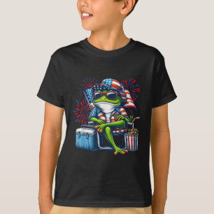 Funny Frog 4. Juli American Flag Fog Independe T-Shirt