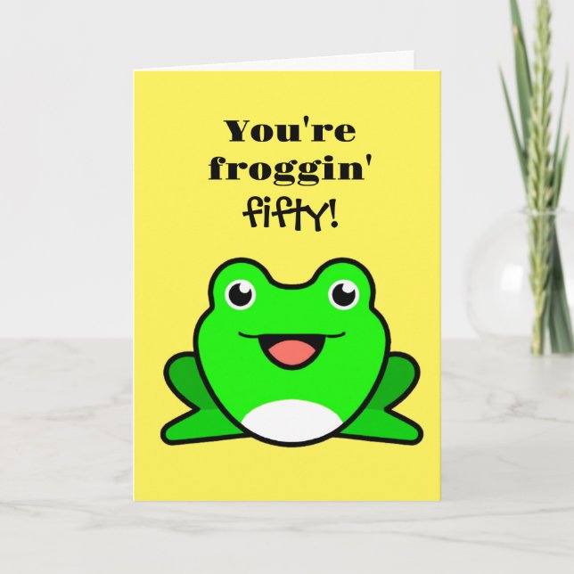Funny Frog 50. Geburtstag Karte (Vorderseite)