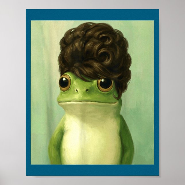 Funny Frog Beehive Bob Haircut Meme  Poster (Vorne)