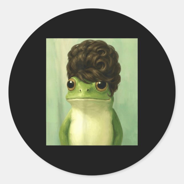Funny Frog Beehive Bob Haircut Meme  Runder Aufkleber (Vorderseite)