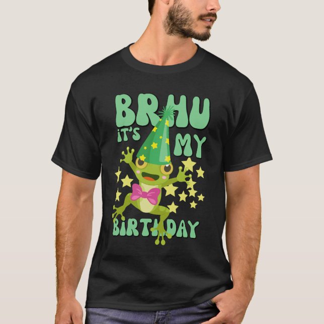 Funny Frog Birthday Party Design T-Shirt (Vorderseite)