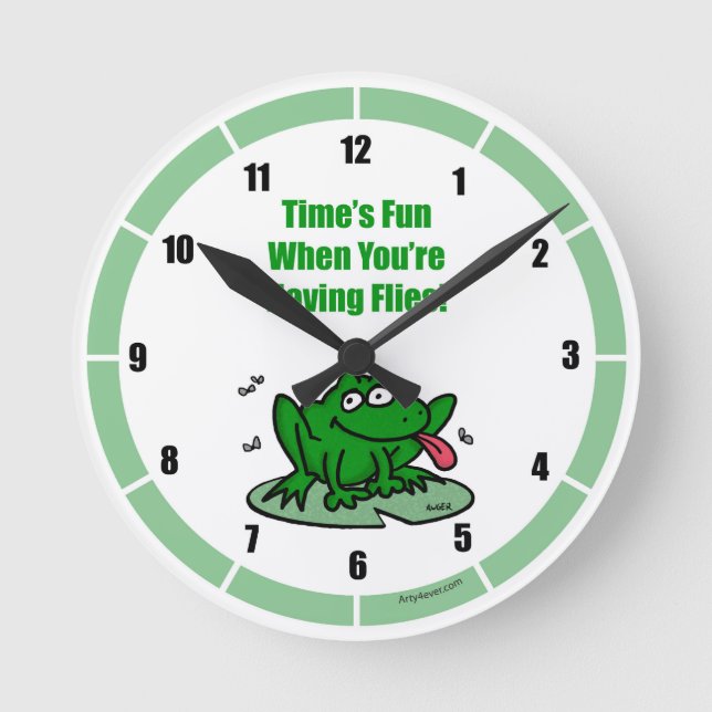 Funny Frog Clock Runde Wanduhr (Vorderseite)