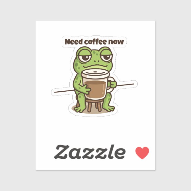 Funny Frog Coffee Meme Cartoon Sticker (Blatt)