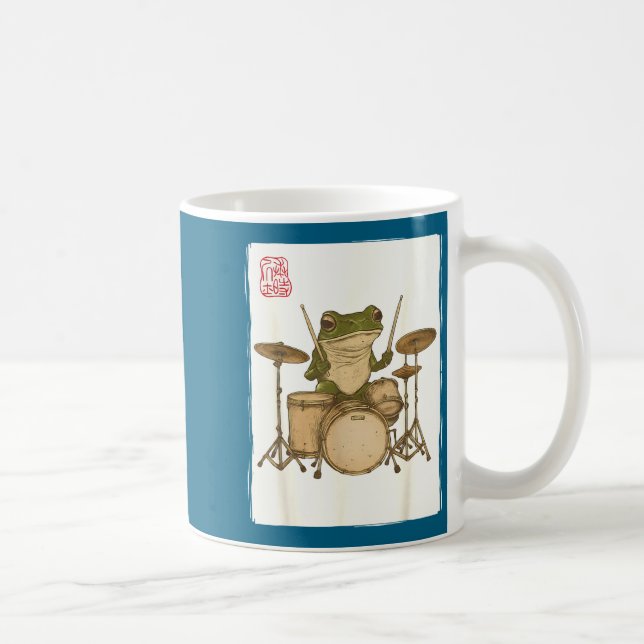 Funny Frog Drum Rock Music Kawaii Japanese  Kaffeetasse (Rechts)