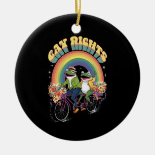 Funny Frog Gay Rights LGBT Rainbow Prith Monat Keramik Ornament