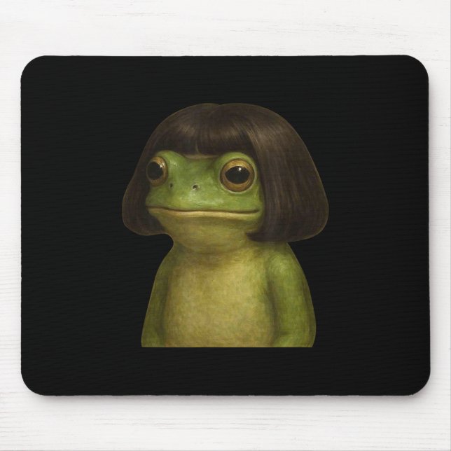 Funny Frog Girl Bob Hair Meme Art Mousepad (Vorne)