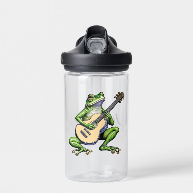 Funny Frog Gitarre spielen Personalisiert Trinkflasche (Vorne)