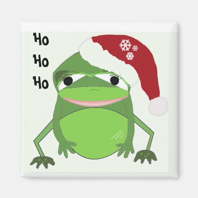 Funny Frog in einer Weihnachtsmannmütze Magnet (Vorne)