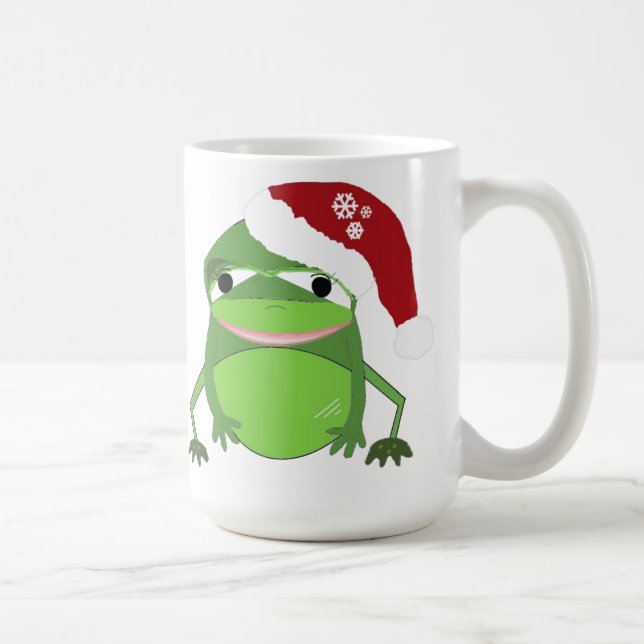 Funny Frog in einer Weihnachtsmannmütze Tasse (Rechts)