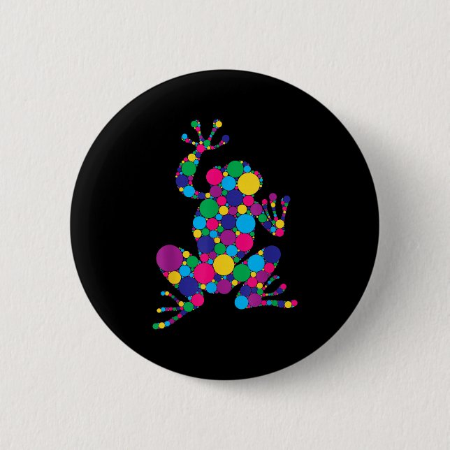 Funny Frog Lovers Polka Dot Art Student Happy Dot Button (Vorderseite)
