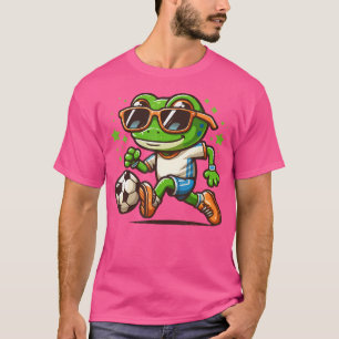 Funny Frog mit Sonnenbrille Frog Fußball spielen T-Shirt