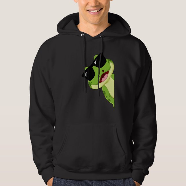 Funny Frog mit Sonnenbrille Hoodie (Vorderseite)