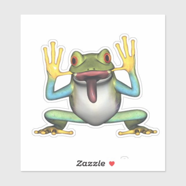 Funny Frog mit Zunge ausstechen Aufkleber (Blatt)