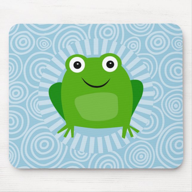 Funny Frog - Niedlich Froggy On Blue Mousepad (Vorne)
