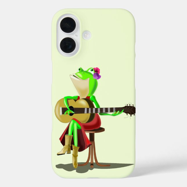 Funny Frog Playing Gitarre iPhone Case (Rückseite)
