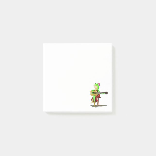 Funny Frog Playing Gitarre Post-it® Notes Post-it Klebezettel (Vorderseite)