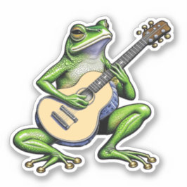 Funny Frog Playing Guitar Aufkleber