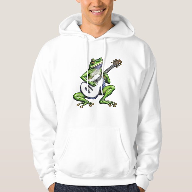 Funny Frog Playing Guitar Hoodie (Vorderseite)