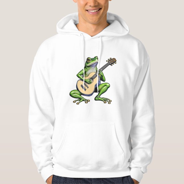 Funny Frog Playing Guitar Hoodie (Vorderseite)