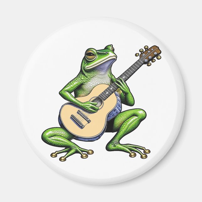 Funny Frog Playing Guitar Magnet (Vorne)