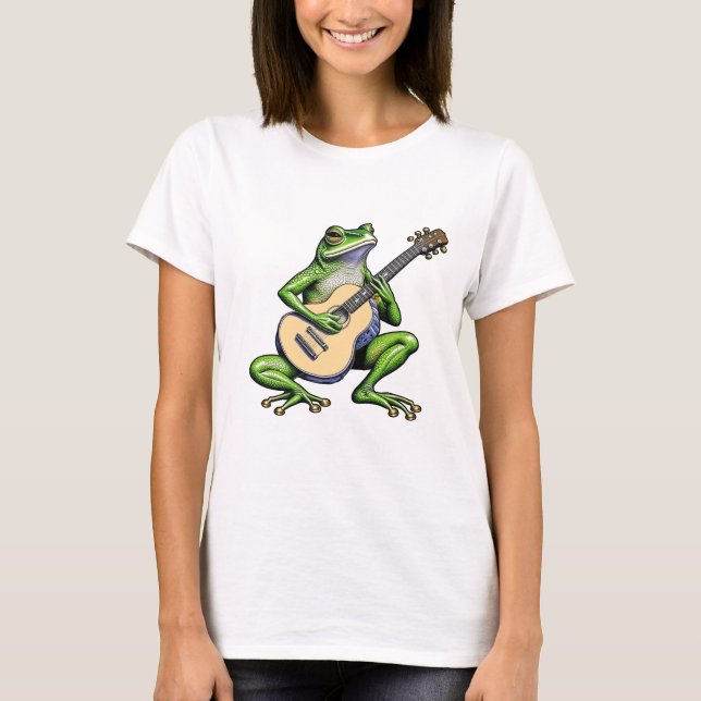 Funny Frog Playing Guitar T-Shirt (Vorderseite)
