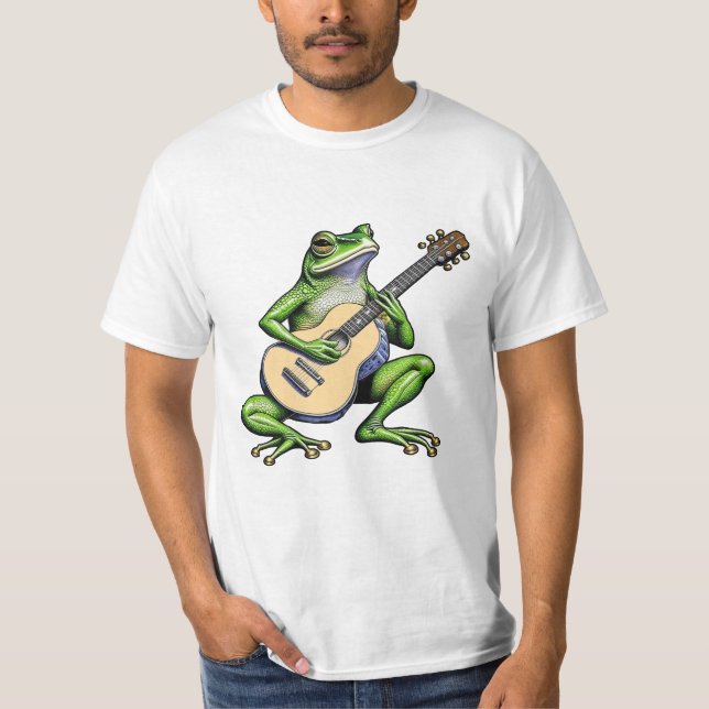Funny Frog Playing Guitar T-Shirt (Vorderseite)