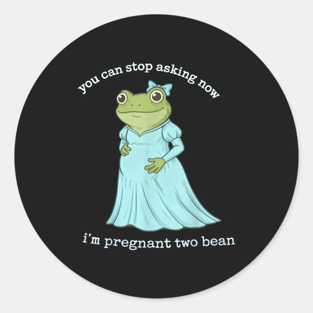 Funny Frog Pregnancy Announcement Medieval Pregnan Runder Aufkleber (Vorderseite)