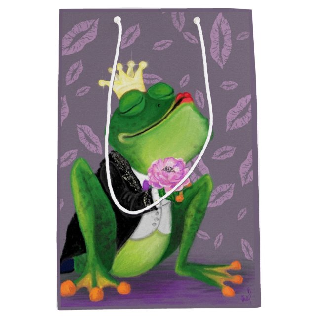 Funny Frog Prince Geschenktasche - Kiss Mittlere Geschenktüte (Vorderseite)
