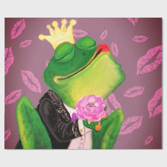 Funny Frog Prince Wrapping Paper Geschenkpapier (Flach)