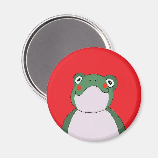 Funny Frog Red Magnet (Vorderseite/Rückseite)