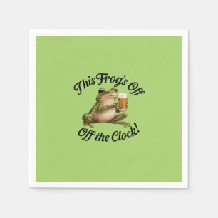 Funny Frog Retirement Party Green Design Serviette