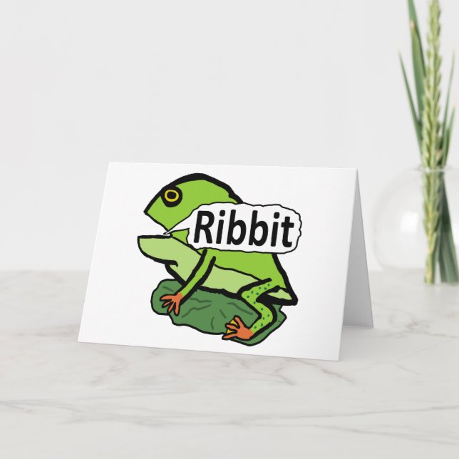 Funny Frog Ribbit Karte (Vorderseite)