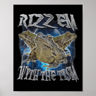 Funny Frog Rizz Em mit dem Tism Frog Meme Autismus Poster