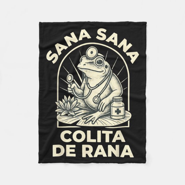 Funny Frog Sana Sana Colita De Rana Cute Mexican N Fleecedecke (Vorderseite)