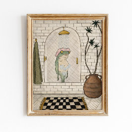 Funny Frog Shower Bathroom Poster