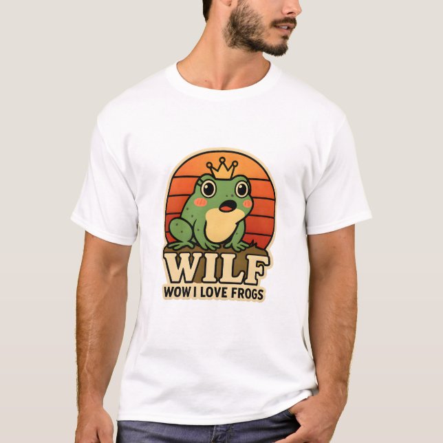 Funny Frog T-Shirt – WILF Wow I Love Frogs Retro F (Vorderseite)
