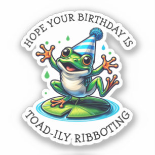 Funny Frog Themed Birthday Aufkleber